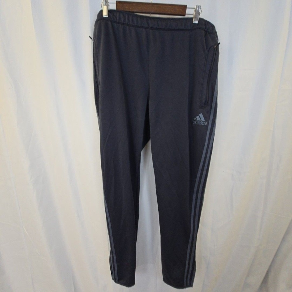 Adidas Pants Mens 2XL Black ClimaCool Track Joggers Zip Pockets Ankle Zips
